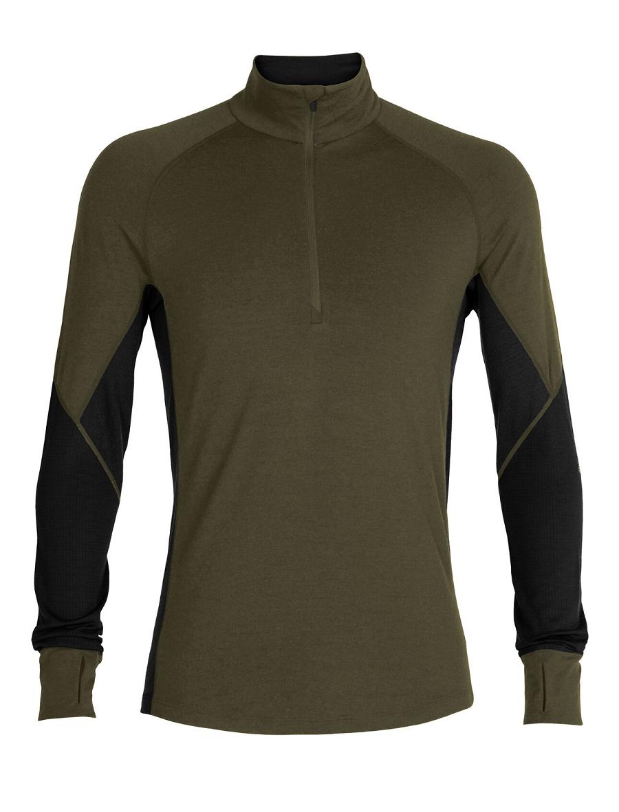 Icebreaker BodyfitZone™ Merino 260 Zone Long Sleeve Half Zip Thermal Top Miesten Base Layers Oliivinvihreä Mustat | FI 1347XYUF